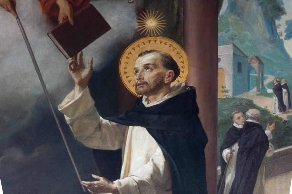 San Domenico receives the Gospel and the pastoral staff